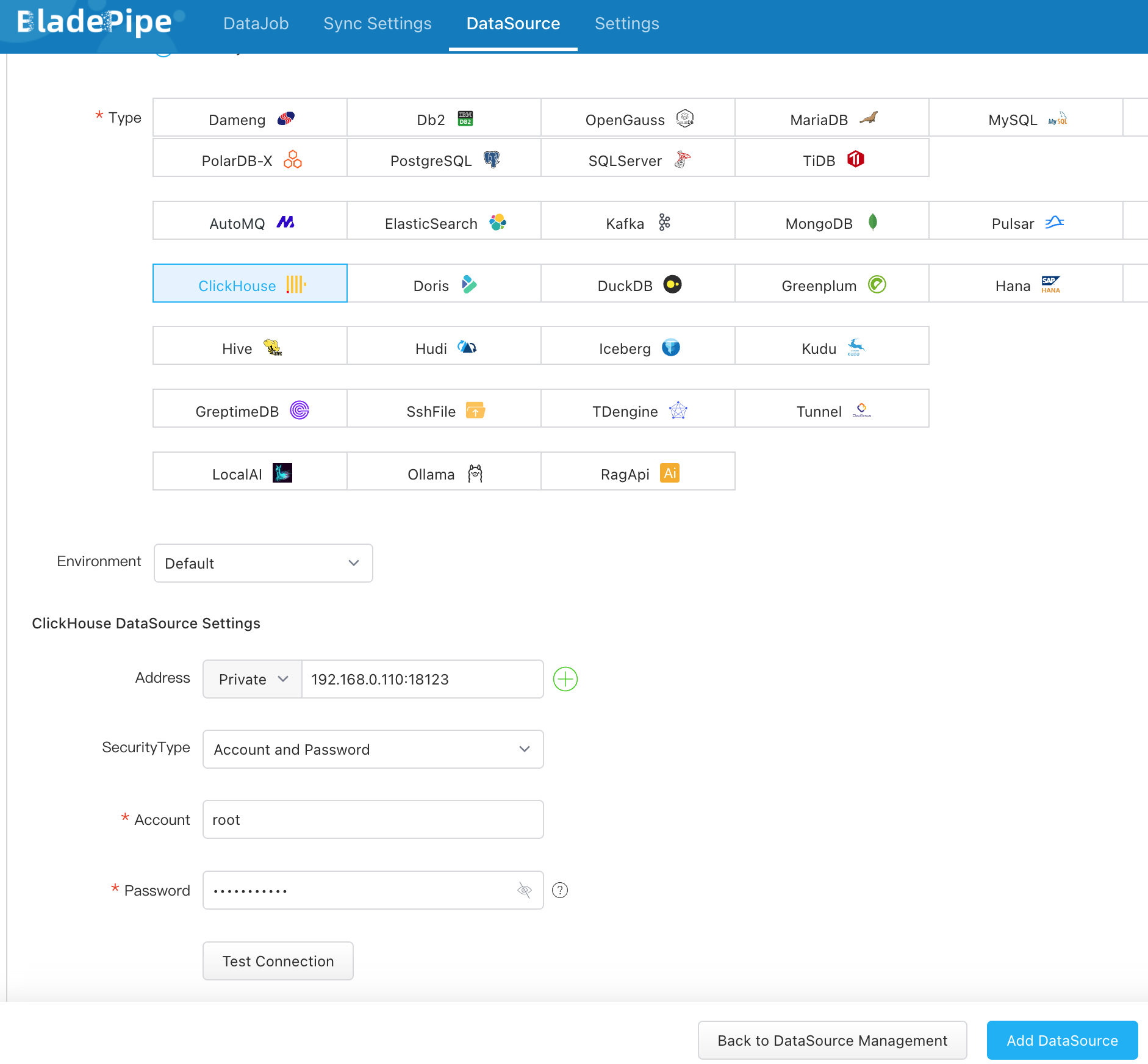 Добавление ClickHouse в качестве целевого хранилища